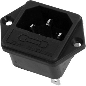 GBC 22.0307.10 - Three-pole IEC C14 ac panel male plug with fuse holder  Adaptors Onetrade